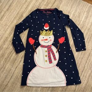 MINI BODEN EUC size 7-8 Snowman appliqué Dress